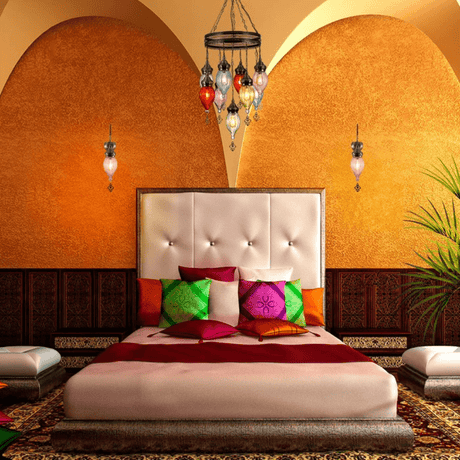 TKLD Pendant & Chandeliers Moroccan Style Antique Glass Ceiling Chandelier E27 Pendant Light - 9 Lamps