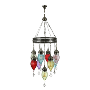 TKLD Pendant & Chandeliers Moroccan Style Antique Glass Ceiling Chandelier E27 Pendant Light - 9 Lamps
