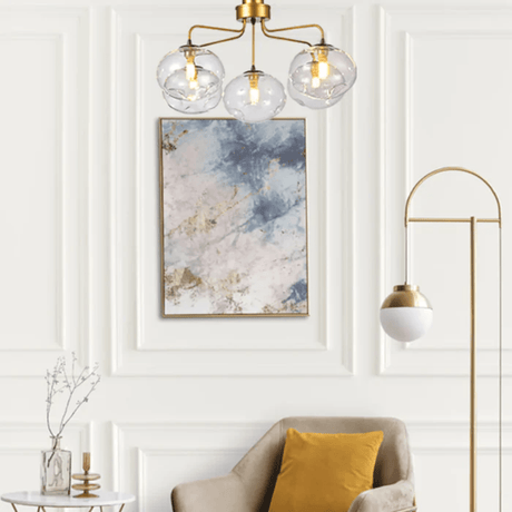 TKLD Pendant & Chandeliers Multi-Arm 5 Globe Dimpled Ceiling Light Elegant Gold