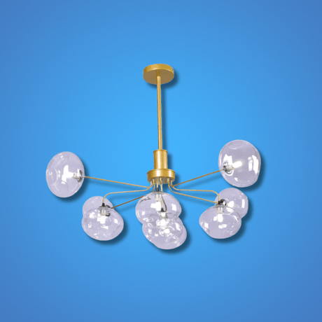 TKLD Pendant & Chandeliers Multi-Arm 9 Globe Dimpled Ceiling Light Elegant Gold