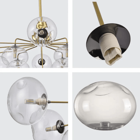 TKLD Pendant & Chandeliers Multi-Arm 9 Globe Dimpled Ceiling Light Elegant Gold