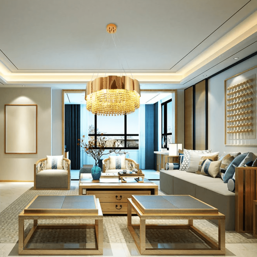 TKLD Pendant & Chandeliers Octagon Crystal Gold Metal 600mm Chandelier Ceiling Light - 40W