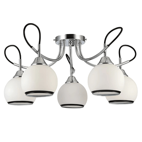 TKLD Ceiling Lights Opal Dome 5 Lamp Glass Chrome Metal Semi Flush Ceiling Light - 40W