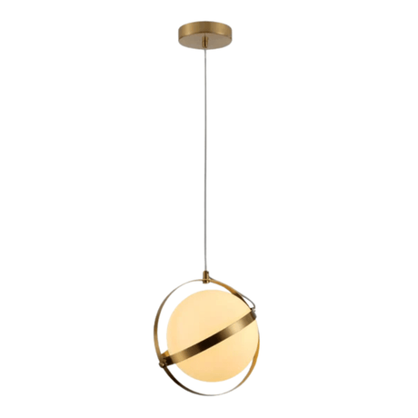 TKLD Pendant & Chandeliers Opal Globe Glass Gold Rings Pendant Ceiling Light G9 Fitting