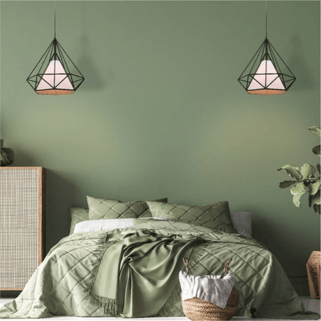 TKLD Pendant & Chandeliers Opal Shade Wired Geometric Cage Pendant Ceiling Light