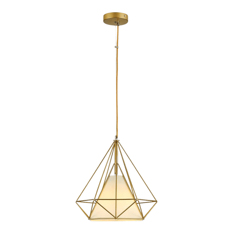 TKLD Pendant & Chandeliers Opal Shade Wired Geometric Cage Pendant Ceiling Light