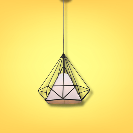 TKLD Pendant & Chandeliers Opal Shade Wired Geometric Cage Pendant Ceiling Light