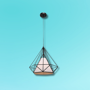 TKLD Pendant & Chandeliers Opal Shade Wired Geometric Cage Pendant Ceiling Light