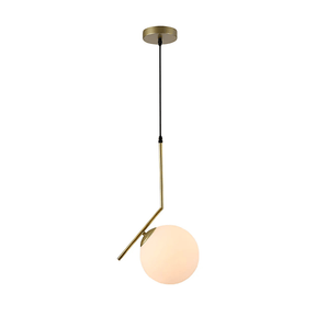 TKLD Pendant & Chandeliers Opal White Glass Globe Antique Brass Pendant Ceiling Light - 40W