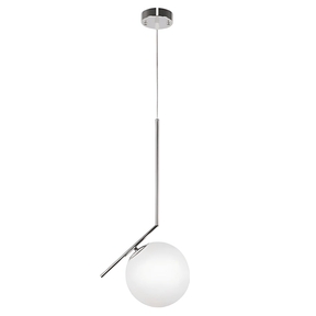 TKLD Pendant & Chandeliers Opal White Glass Globe Chrome Pendant Ceiling Light - 40W