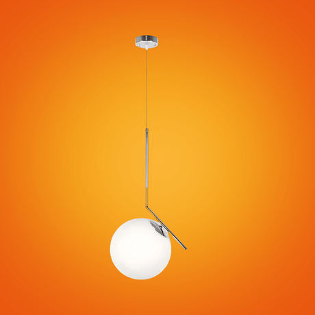 TKLD Pendant & Chandeliers Opal White Glass Globe Chrome Pendant Ceiling Light - 40W