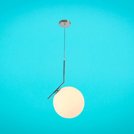 TKLD Pendant & Chandeliers Opal White Glass Globe Chrome Pendant Ceiling Light - 40W
