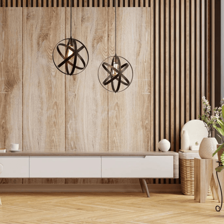 TKLD Pendant & Chandeliers Orbital Metal Caged Globe  Black or Rusty BrownPendant Ceiling Light E27