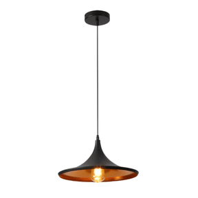 TKLD Pendant & Chandeliers Penn Orient Flat Black Gold Metal E27 Pendant Ceiling Light