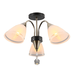TKLD Pendant & Chandeliers Petal Snowdrop 3 Lamp Cone Glass Antique Brass Semi Flush E27 Ceiling Light