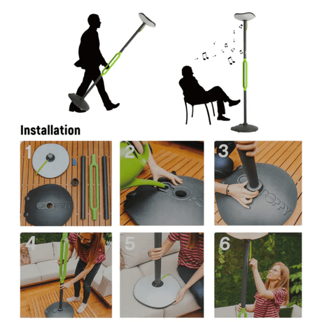 TKLD Pendant & Chandeliers Poppy Dark Grey LED Solar Garden Post Light with Bluetooth Speaker - IP54