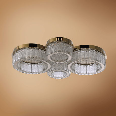 TKLD Pendant & Chandeliers Quadruple-ring Crystal Flush Ceiling Chandelier Light with Remote Control - 42W