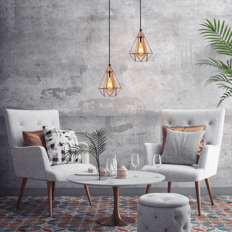 TKLD Pendant & Chandeliers Rose Gold Metal Cage Pendant Ceiling Light E27 - 190mm