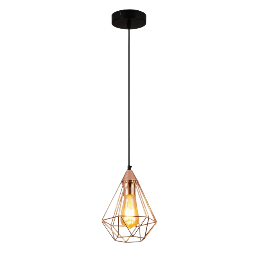 TKLD Pendant & Chandeliers Rose Gold Metal Cage Pendant Ceiling Light E27 - 190mm