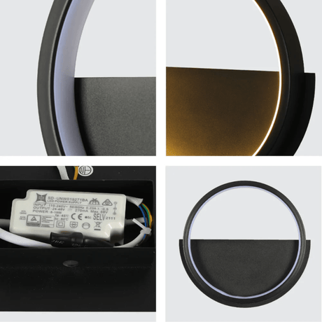 TKLD Pendant & Chandeliers Round Black 3000K LED Flush Wall Light