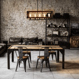 TKLD Pendant & Chandeliers Rustic Rectangular Cage Wood Accent 5-Light Chandelier