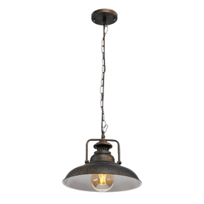 TKLD Pendant & Chandeliers Rusty Brown Dome Industrial Jumbo Metal E27 Ceiling Pendant Light