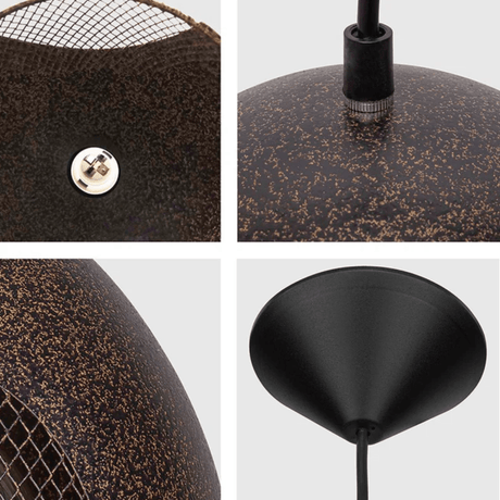 TKLD Pendant & Chandeliers Rusty Brown Metal Dome Pendant Ceiling Light E27 - D220mm/D300mm