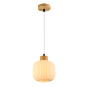 TKLD Pendant & Chandeliers Sawyer Ribbed Fluted Reeded Maloto Lantern Opal Glass Pendant Ceiling - 205mm