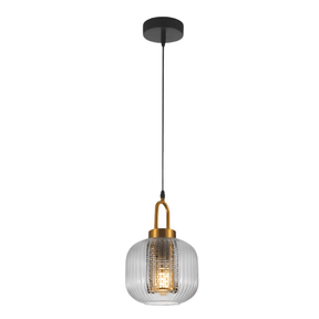 TKLD Pendant & Chandeliers Sawyer Ribbed Reeded Lantern Clear Glass E27 Pendant Ceiling Light - D205mm