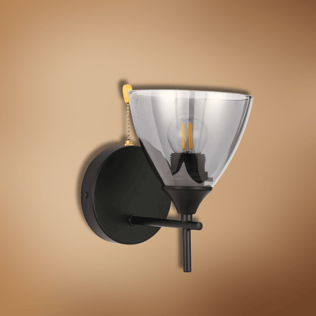 TKLD Pendant & Chandeliers Semi Rounded 1xE27 Smoke+ Black Wall Light - 52004