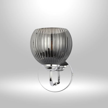 TKLD Pendant & Chandeliers Semi Rounded 1xE27 Smoke+ Chrome Wall Light - 52040