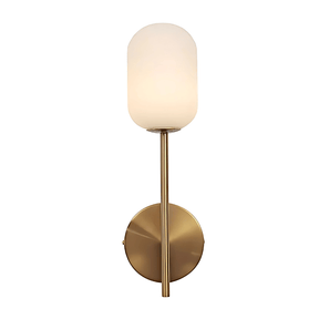 TKLD Wall & Sconce Lights Single Lamp Gold Aluminium Bronze Metal Opal Glass Cylinder Wall Light - G9