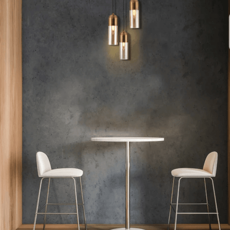 TKLD Pendant & Chandeliers Sleek Amber and Bronze Black Cylinder Pendant Ceiling Light - 3 Lamps