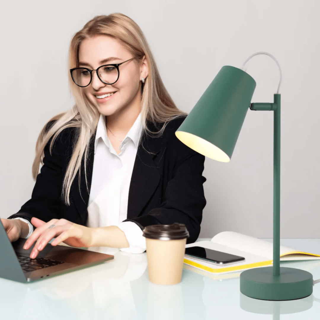 TKLD Table & Floor Lamps Sleek Cut Cone Desk Lamp In Vibrant Colours - 40W