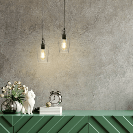 TKLD Pendant & Chandeliers Small Clear Vase Silhouette Textured Schoolhouse Pendant Ceiling Light