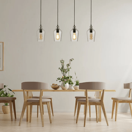 TKLD Pendant & Chandeliers Small Clear Vase Silhouette Textured Schoolhouse Pendant Ceiling Light