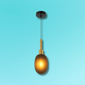 TKLD Pendant & Chandeliers Small Opalescent Ellipsoid Pendant Light with Gold Detail - Smoky/Opal/Amber