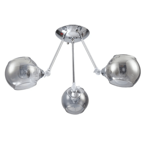 TKLD Ceiling Lights Smoky 3 Lamp Cut-Out Globe Glass Semi Flush Ceiling Light - 40W