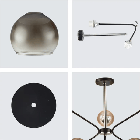 TKLD Ceiling Lights Smoky Cone 6 Lamp Glass Molecule Modern Ceiling Light - 60W
