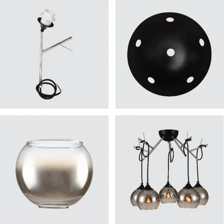 TKLD Pendant & Chandeliers Smoky Dome Glass Chrome 5 Lamps Twig Modern Ceiling Light - 40W