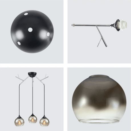 TKLD Pendant & Chandeliers Smoky Dome Glass Chrome Modern Ceiling Light - 40W
