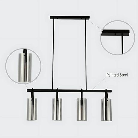 TKLD Pendant & Chandeliers Smoky Glass Linear Adjustable Drop Chandelier Light - 40W