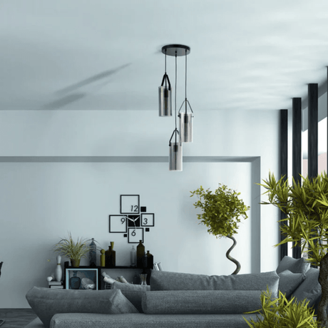 TKLD Pendant & Chandeliers Smoky Glass Round Adjustable Drop Chandelier Light - 40W
