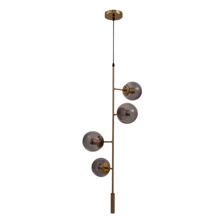 TKLD Pendant & Chandeliers Smoky Globe Glass Gold Metal Body Upward Pendant Ceiling Light 4xE27