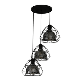 TKLD Pendant & Chandeliers Smoky Or Copper 3 Lamps Glass Metal Cage Pendant Ceiling Light - 40W