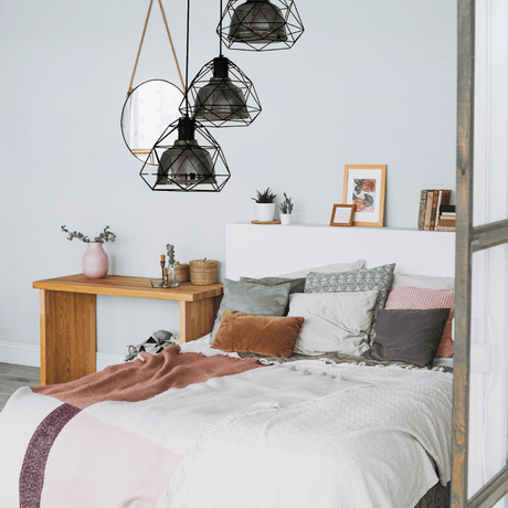 TKLD Pendant & Chandeliers Smoky Or Copper 3 Lamps Glass Metal Cage Pendant Ceiling Light - 40W