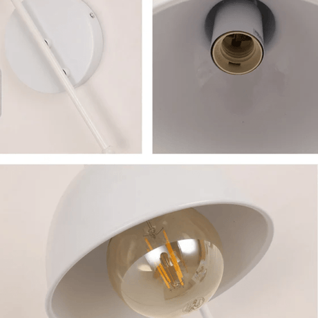 TKLD Wall & Sconce Lights Snowdrop Black or White Metal Dome Wall Light E27 Fitting