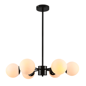 TKLD Pendant & Chandeliers Snowflake Opal Globe Glass Black Body Ceiling Light E27 - 6 Lamps