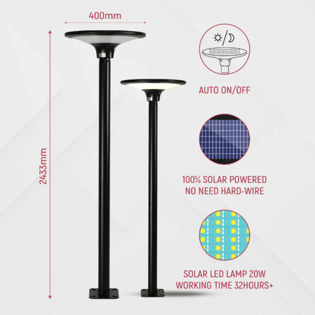 TKLD Outdoor Lighting Solar Black 4000K LED Post-Top Area Light - 20W