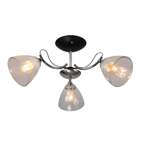 TKLD Pendant & Chandeliers Textured 3 Lamp Clear Cone Glass Chrome Semi Flush Ceiling Light